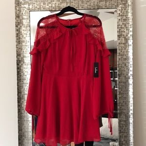 City of Love Red Lace Long Sleeve Skater Dress